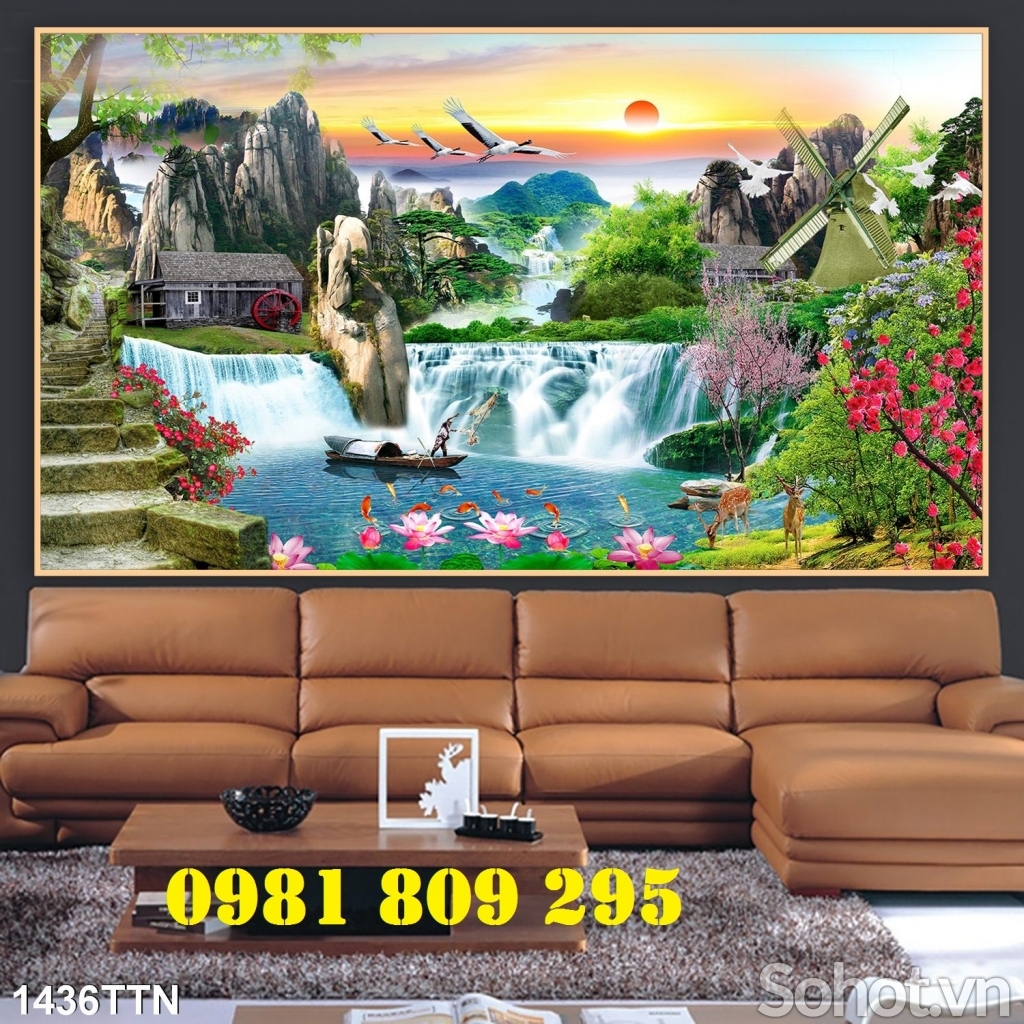 Tranh gạch men 3d ốp tườn phòng khách GSF76
