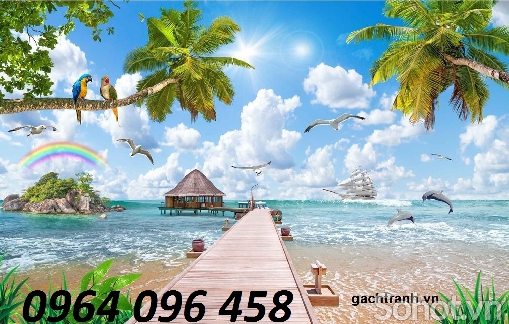Tranh gạch 3d phong cảnh biển- CVB89