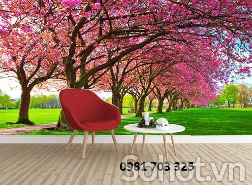 Gạch tranh ốp tường- tranh hoa đào