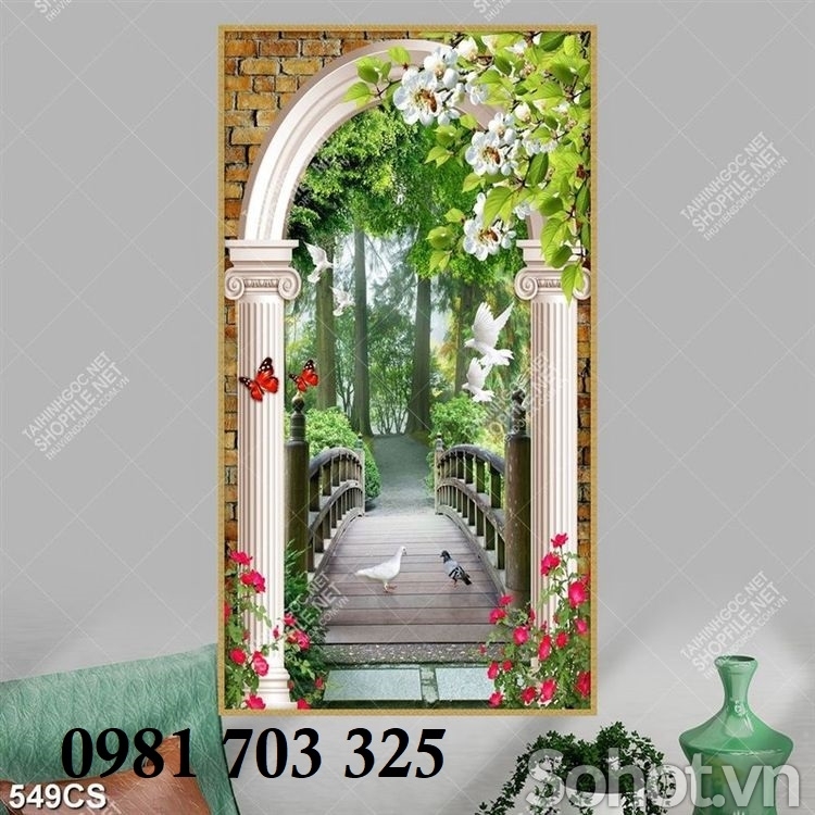 Tranh gạch cửa sổ 3D khổ đứng