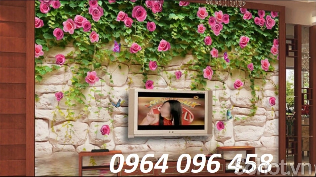 Tranh gạch 3d ốp tường hoa hồng leo - DCV97