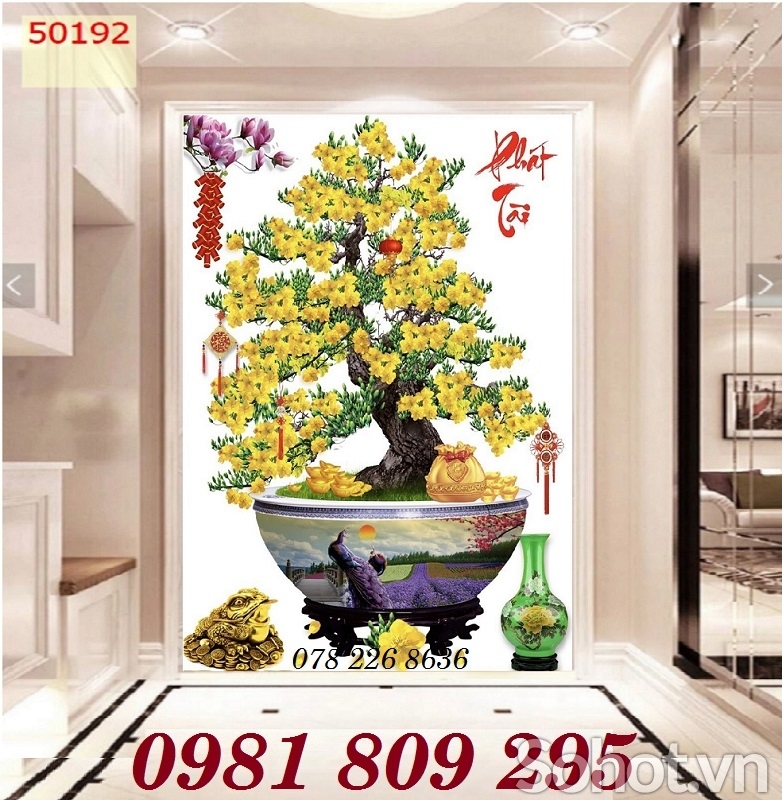 Tranh gạch men hoa mai trang trí
