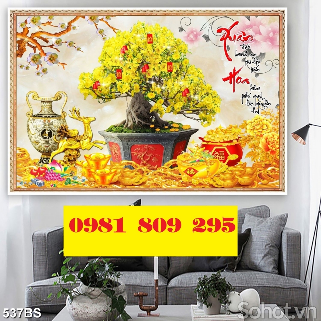 Gạch tranh cây mai - gạch 3d