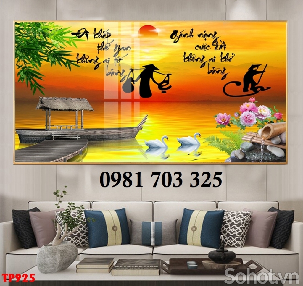 Tranh gạch men 3D thư pháp cha mẹ