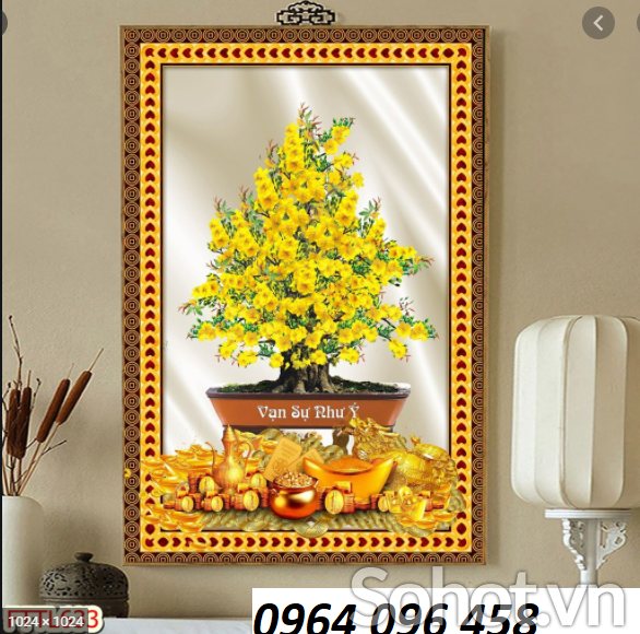 Tranh gạch 3d cây mai vàng - LFCV32