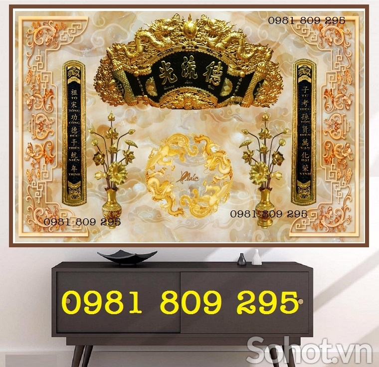 Gạch 3d câu đối phòng thờ