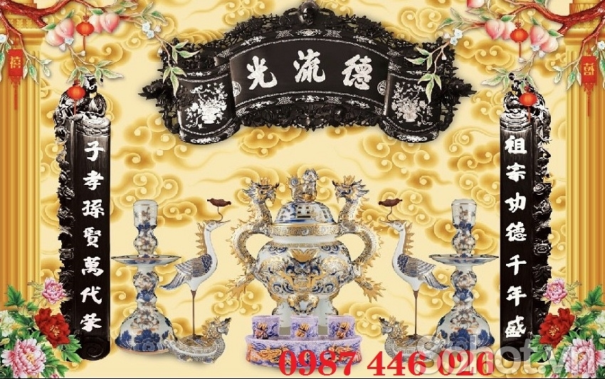 Tranh gạch men phòng thờ HP0822