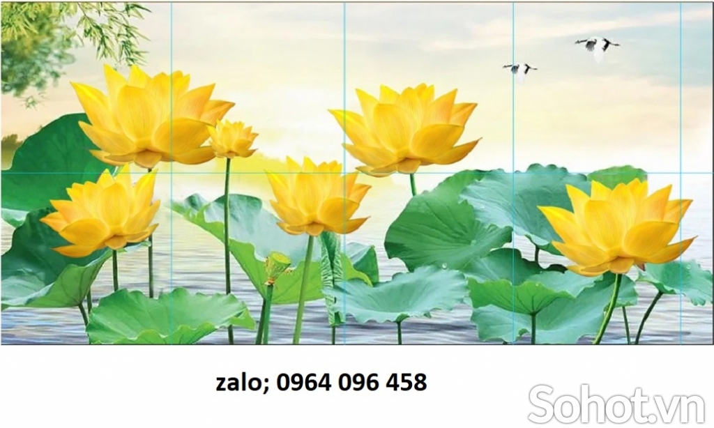 Tranh gạch hoa sen 3d - gạch tranh 3d hoa sen - 0999CP
