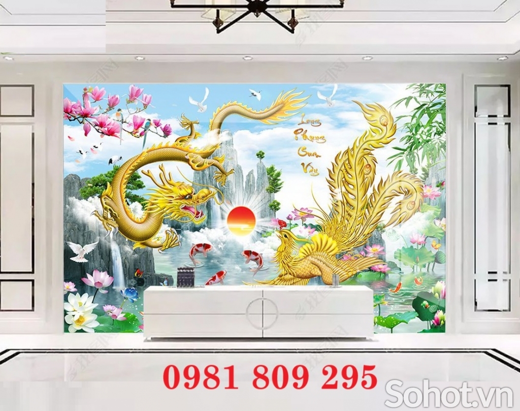 Gạch trang trí , rồng phượng , tranh gạch 3d HN9966