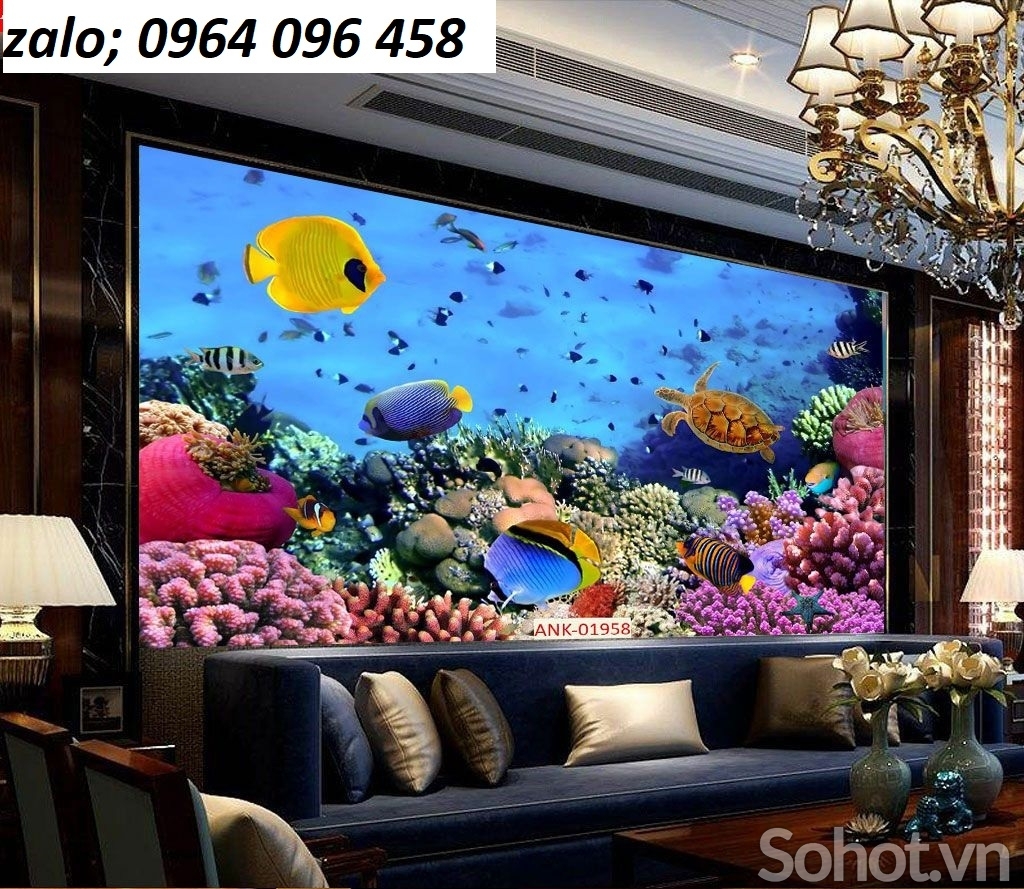 Tranh gạch 3d cá heo phong cảnh biển - CNB433