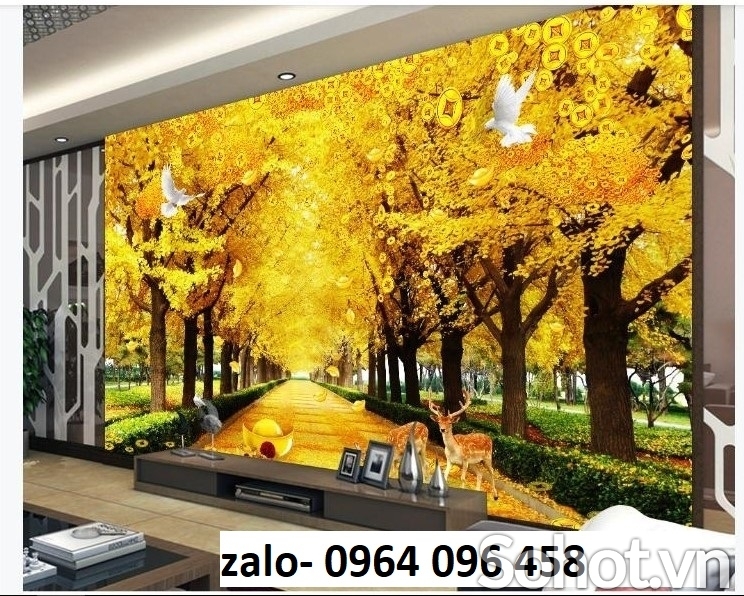Gạch tranh 3d phong cảnh rừng cây - 076CV