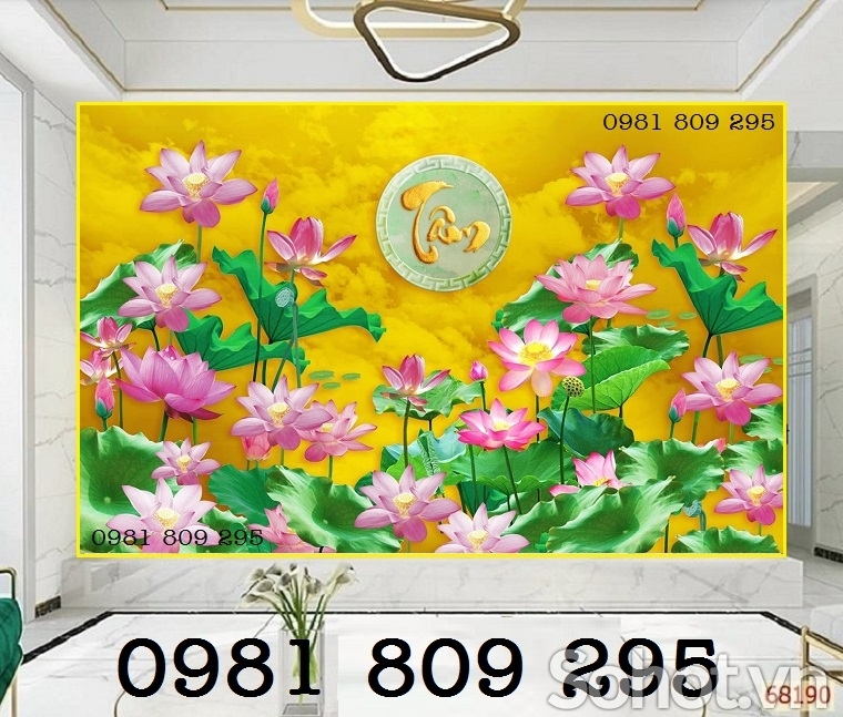 Gạch tranh 3d , tranh 3d hoa sen , tranh gạch HN999