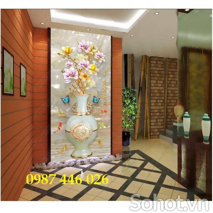Tranh gạch bình hoa lục bình ốp tường HP7733