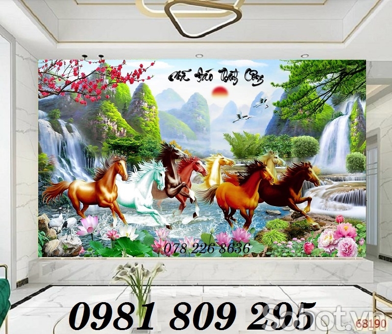 Gạch tranh ngựa - tranh ốp tường phòng khách