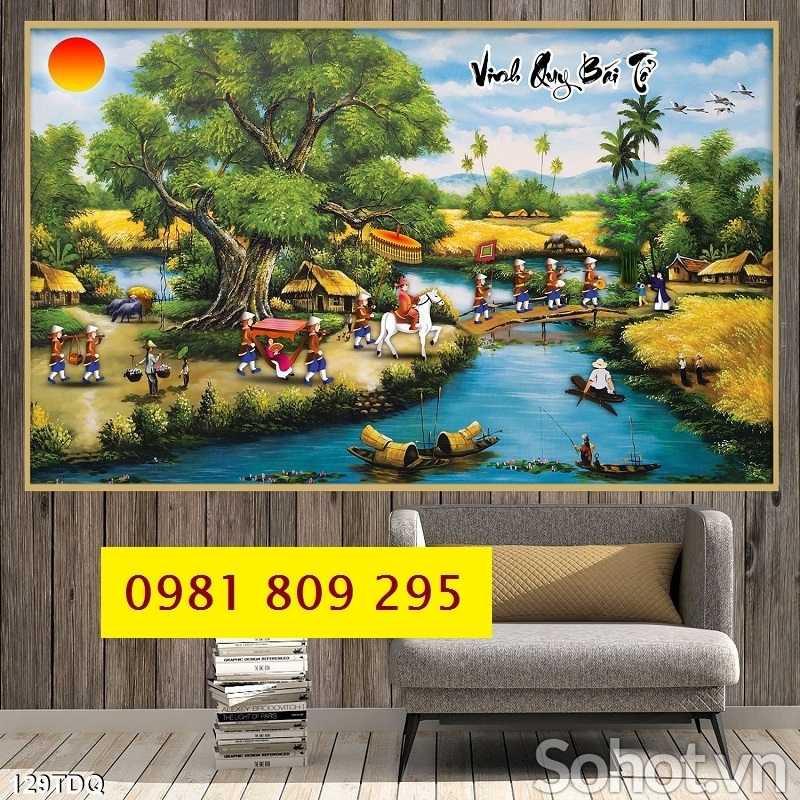 Tranh gạch vinh quy bái tổ JP6566