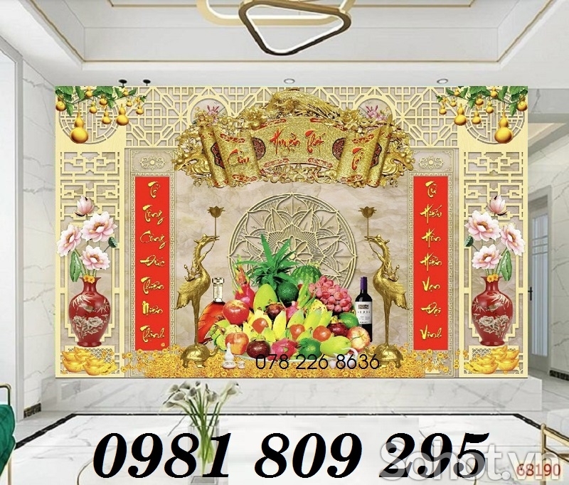 Gạch 3d ban thờ ngũ quả