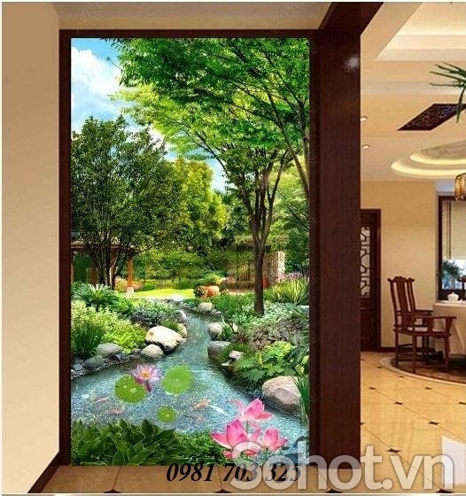 Gạch tranh phong cảnh khổ đứng ốp tường