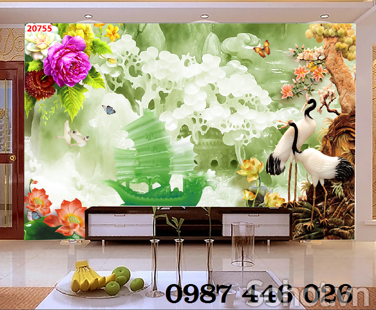 Gạch ốp tường tranh gạch men thuyền buồm HP92442