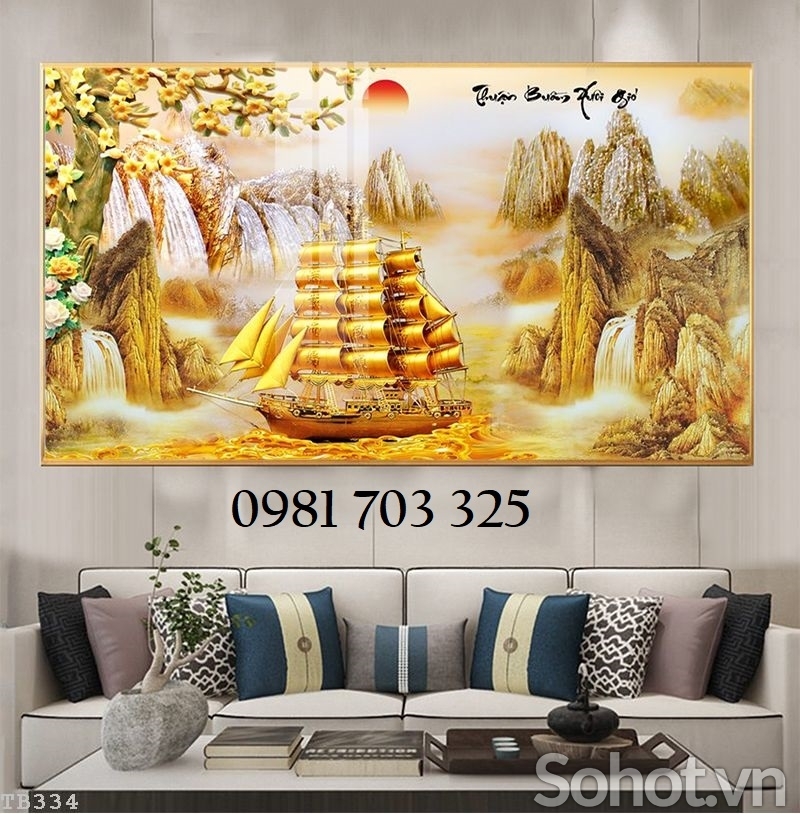 Tranh gạch men thuyền buồm, tranh phong thủy đẹp