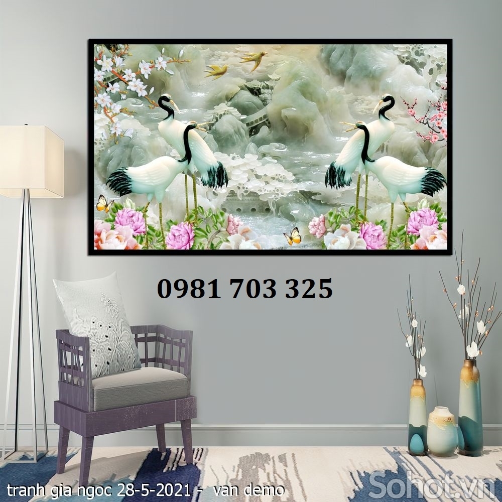 Gạch tranh 3d tùng hạc đẹp