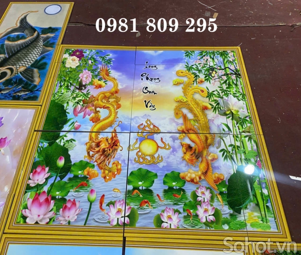 Tranh gạch 3d trang trí ốp tường rồng phượng