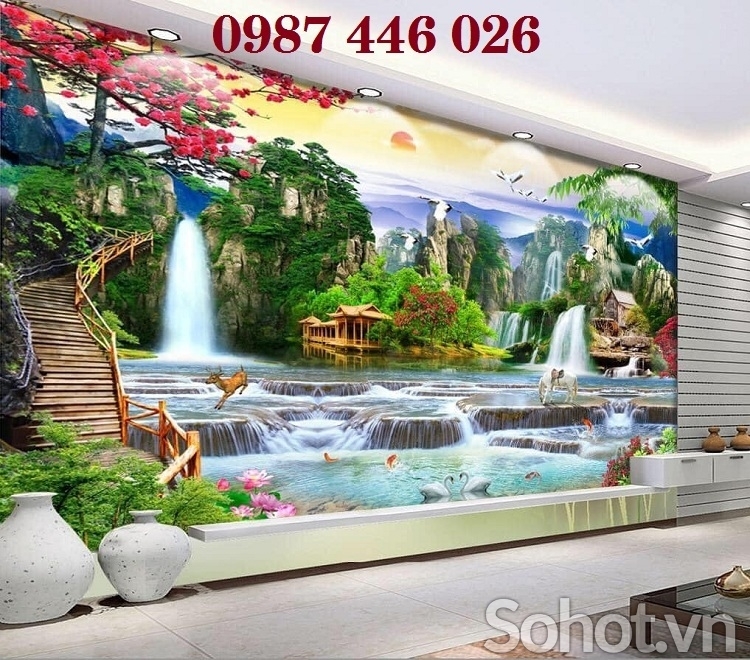 Gạch 3d tranh gạch thác nước HP82734