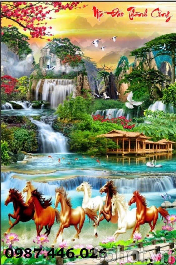 Tranh gạch men mã đáo thành công HP27722