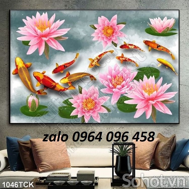Tranh gạch 3d ốp tường tranh cá chép - KGF33