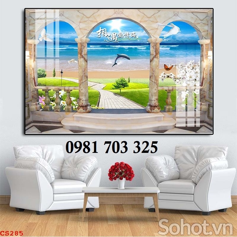 Tranh gạch 3D cửa sổ, tranh đẹp ốp tường