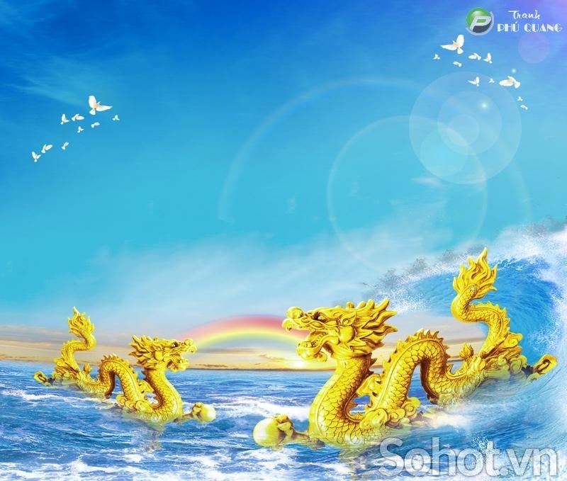 Tranh gạch 3d ốp tường rồng phượng - NVC44