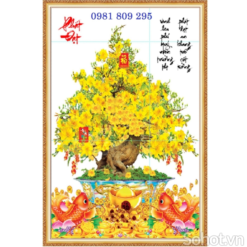 Gạch tranh hoa mai vàng HP390