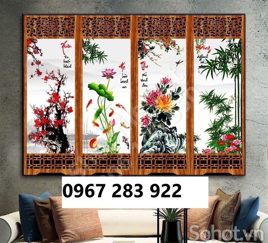Gạch tranh đẹp tứ quý phong thủy