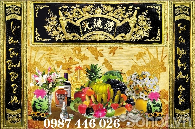 Gạch tranh phòng thờ, tranh ốp tường ban thờ HP82