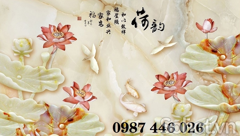 Tranh gạch hoa sen HP8723