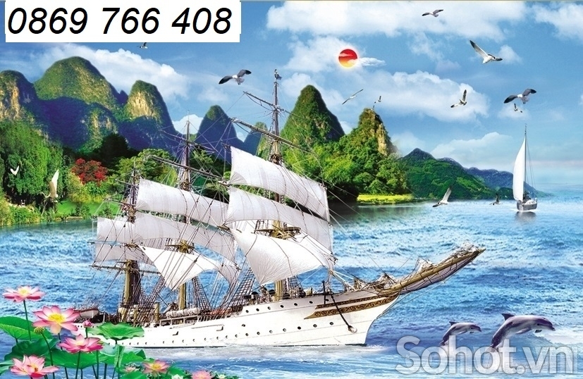 Tranh thuyền buồm-Tranh gạch phong thủy