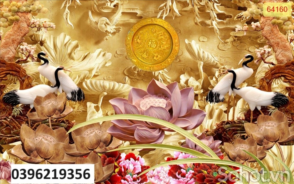 Tranh gạch hình tùng hạc 3D