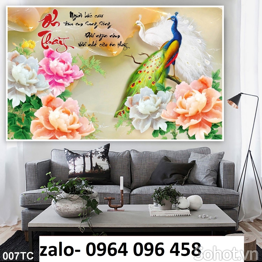Tranh gạch chim công 3d - 6887CV