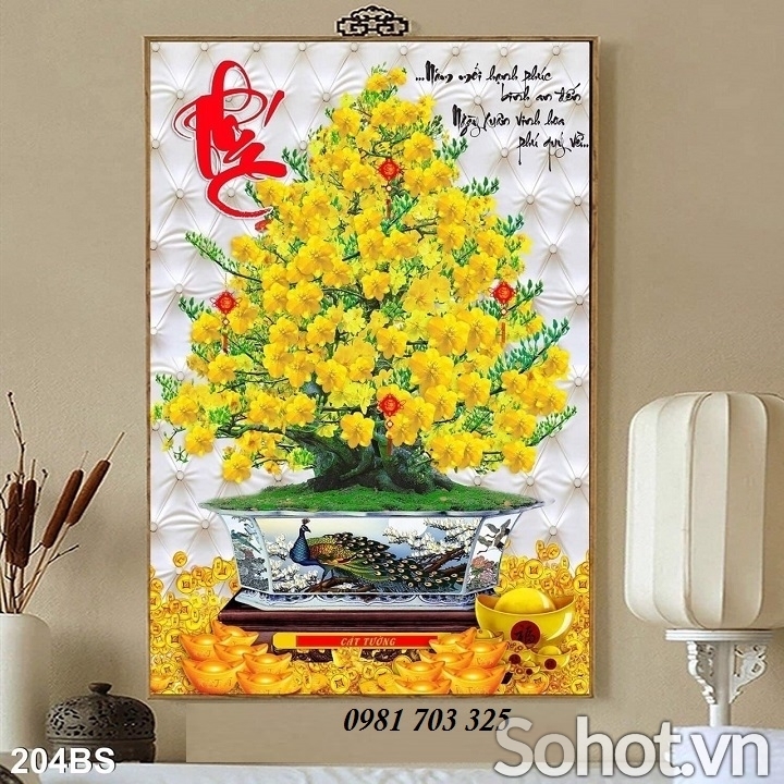 Tranh gạch 3D phòng khách- gạch tranh hoa mai