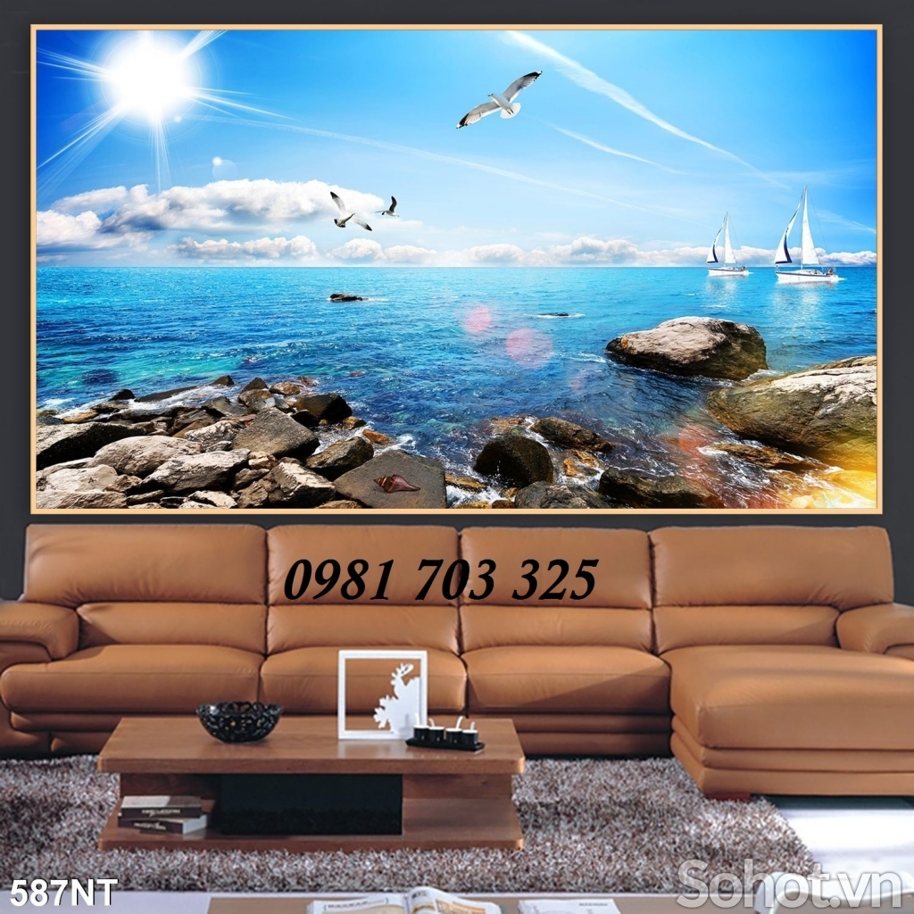 gạch tranh phong cảnh, tranh 3D bãi biển