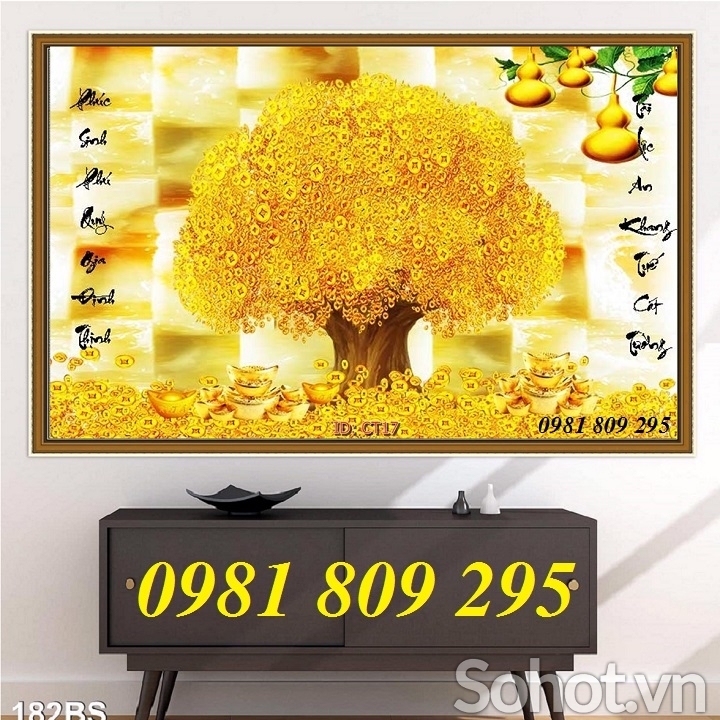 Tranh gạch men cây tiền - gạch tranh 3g AN0S