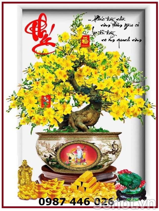 Gạch tranh 3d hoa mai vàng HP9723