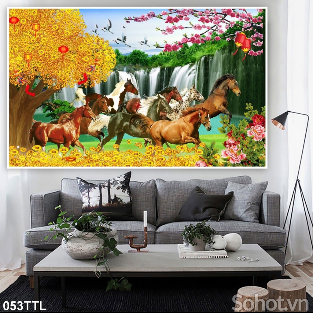 tranh phòng khách - tranh gạch 3D