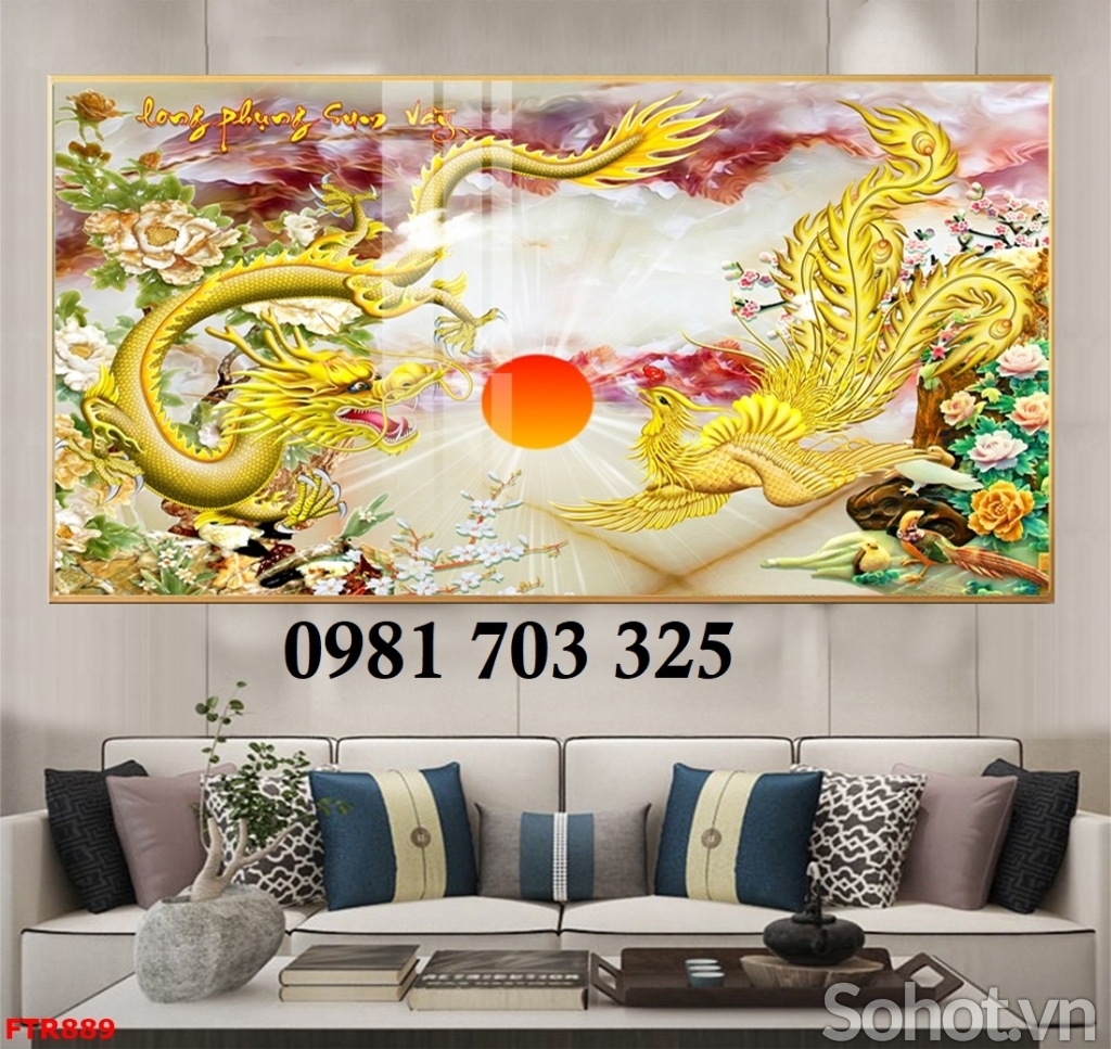 Tranh 3D rồng phượng, tranh gạch men phong thủy