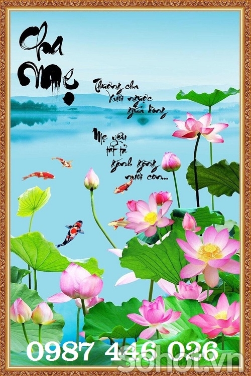 Tranh gạch men hoa sen ốp tường HP8272