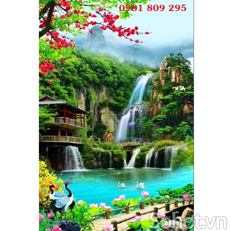 Tranh gạch men thác nước đẹp 3d  HP5454
