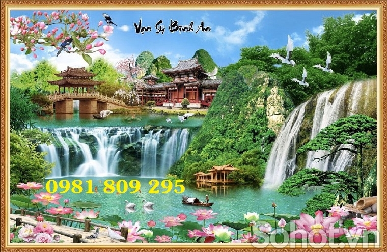 tranh 3d hoa sen , tranh gạch 3d , gạch tranh