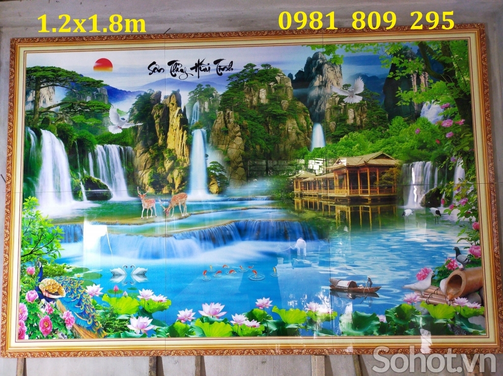 Gạch tranh sơn thủy ốp tường