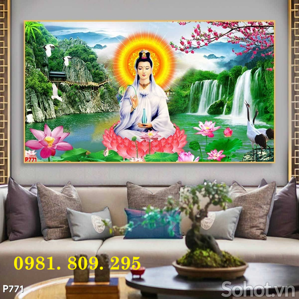 Tranh gạch hình Mẹ quan thế âm bồ tát đẹp 3d