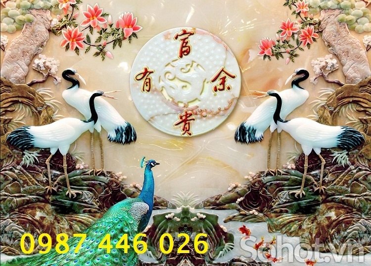 Tranh gạch chim hạc ngọc bích HP6282