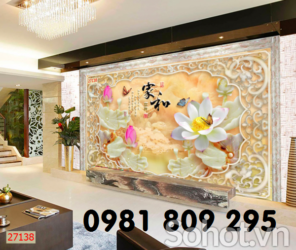 Gạch tranh 3d , gạch trang trí hoa sen